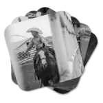 Let's Rodeo Colorado Coasters Set of four coasters featuring B&W scenes from Colorado rodeo