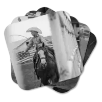 Let's Rodeo Colorado Coasters Set of four coasters featuring B&W scenes from Colorado rodeo