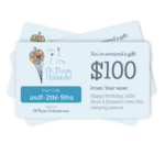 Gift Card for Oh Those Hollands! Sample text includes amount, sender, message, and redemption code