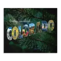 Colorado Blanket with each letter showing a different Colorado photo