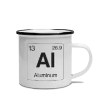 Aluminum Airstream Element Camp Mug Element-styled, white camp mug with black rim. Design features an element of Al for Aluminum