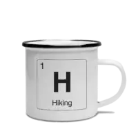 Hiking Element Camp Mug Element-styled, white camp mug with black rim. Design features an element of H for Hiking