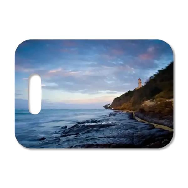 Premium luggage tag featuring a Hawaiian beach just south of Diamond Head at sunrise.
