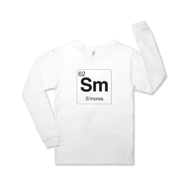 S'mores element symbol on a white Bella canvas unisex jersey long sleeve tee