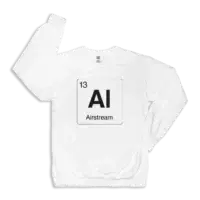 Airstream element sweatshirt element symbol on a white crewneck sweatshirt