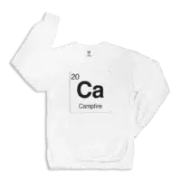 Campfire element sweatshirt element symbol on a white crewneck sweatshirt