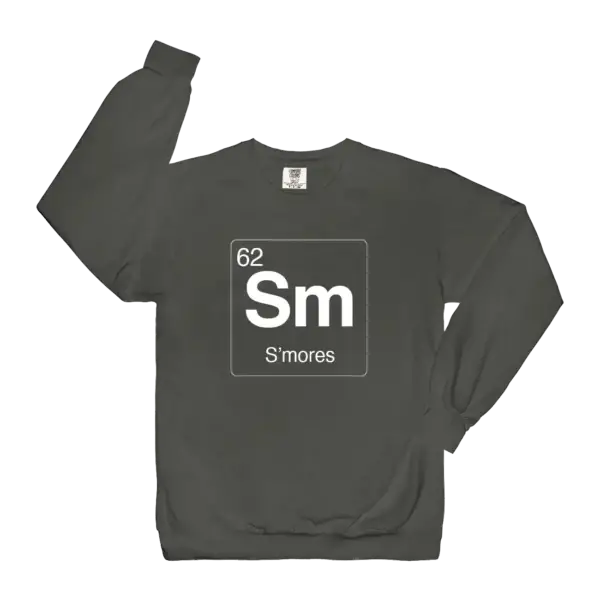 S'mores element sweatshirt Airstream element symbol on a gray crewneck sweatshirt